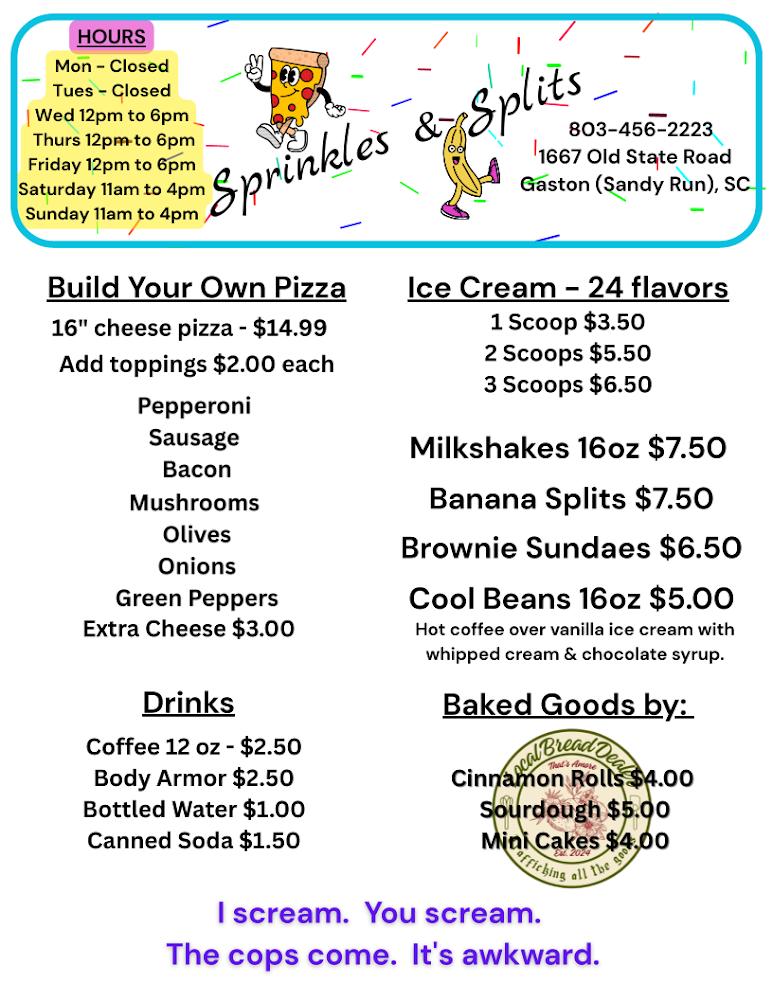 Sprinkles & Splits Menu image 3